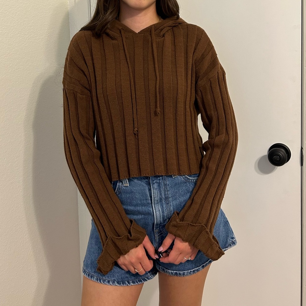 Forever 21 Chocolate Knit Hoodie - Picture 2 of 4